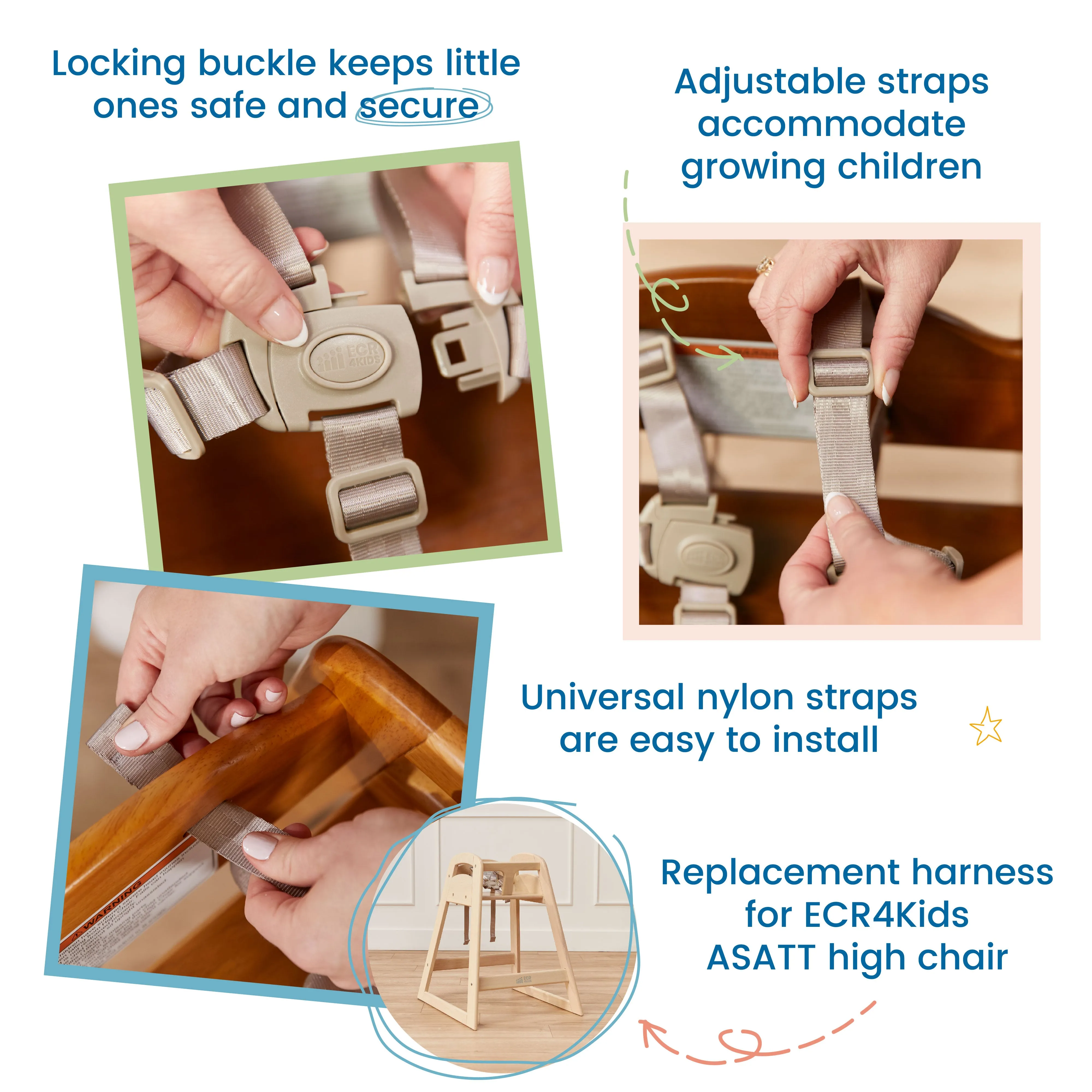 5-Point High Chair Harness, T-Lock, Replacement Part