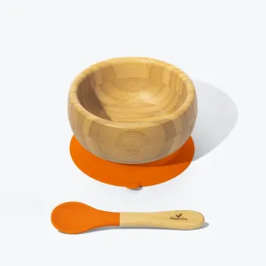 Avanchy Bamboo Suction Baby Bowl   Spoon - Orange