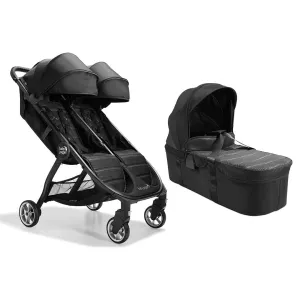 Baby Jogger City Tour 2 Double Pushchair   Carrycot Bundle - Pitch Black