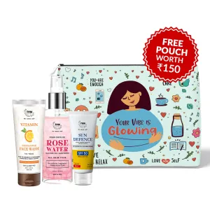 CTM Kit For Combination Skin (Vitamin C face Wash, Rose water, Sun Defence SPF50   Get a FREE Pouch)