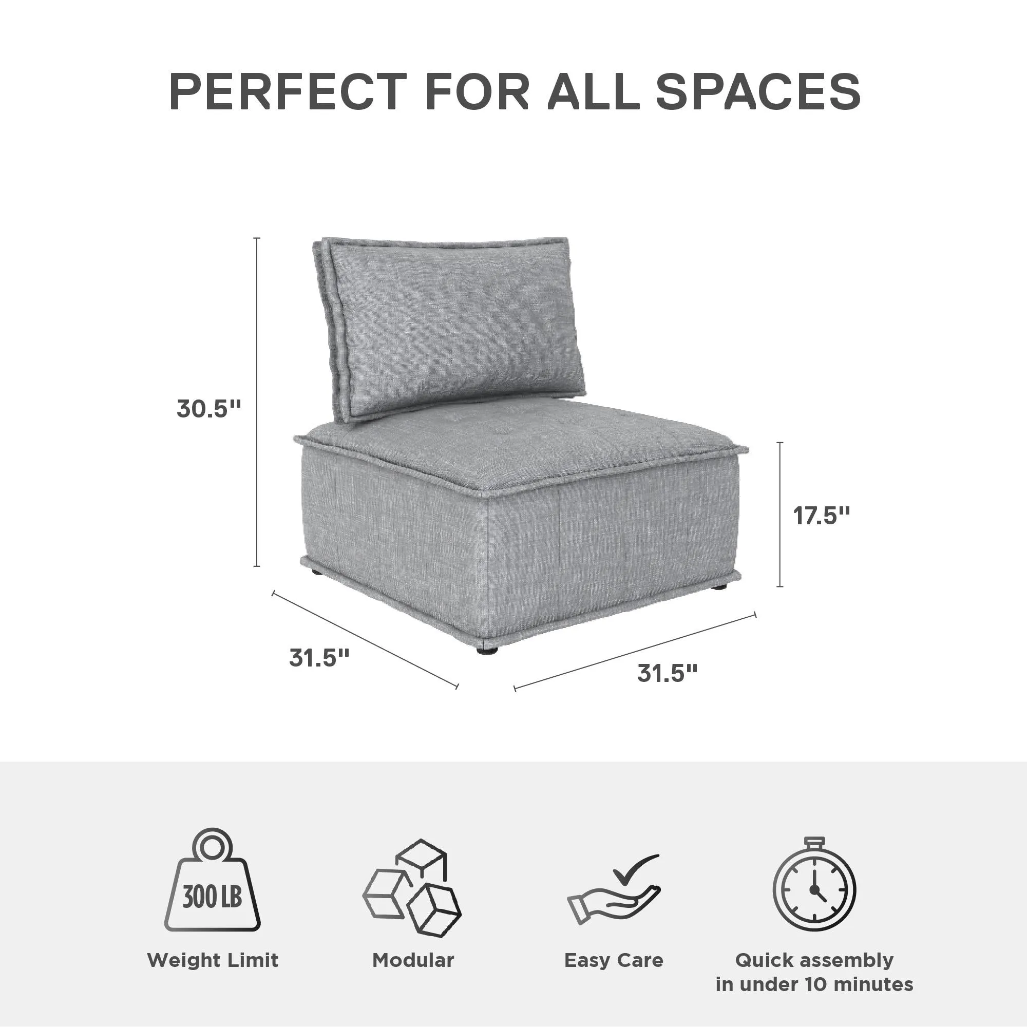 Darcy Armless Chair for Modular Sectional Sofa