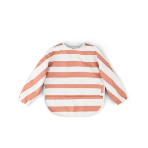 Done by Deer Sleeved Pocket Bib - Papaya - Stripes