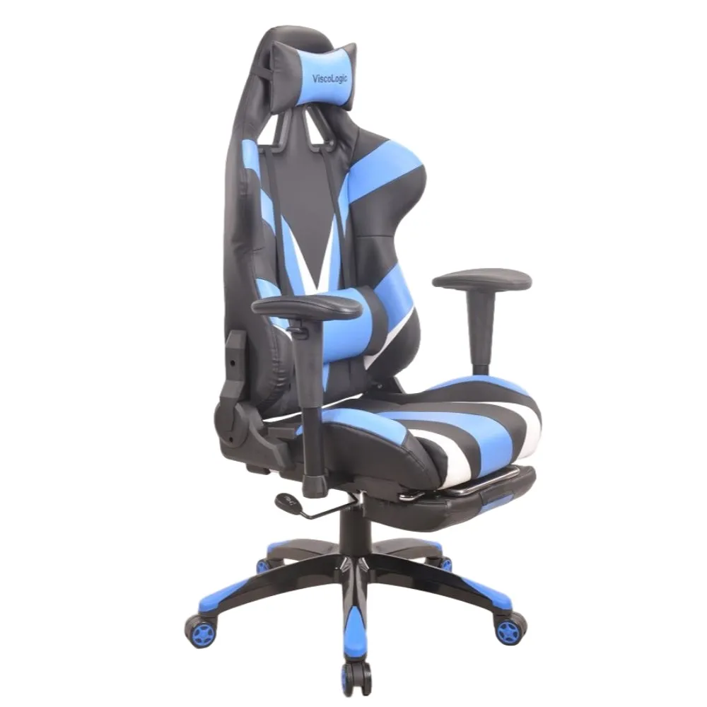 FOOTREST SERIES/ 7613 GAMING CHAIR (BLUE & BLACK)