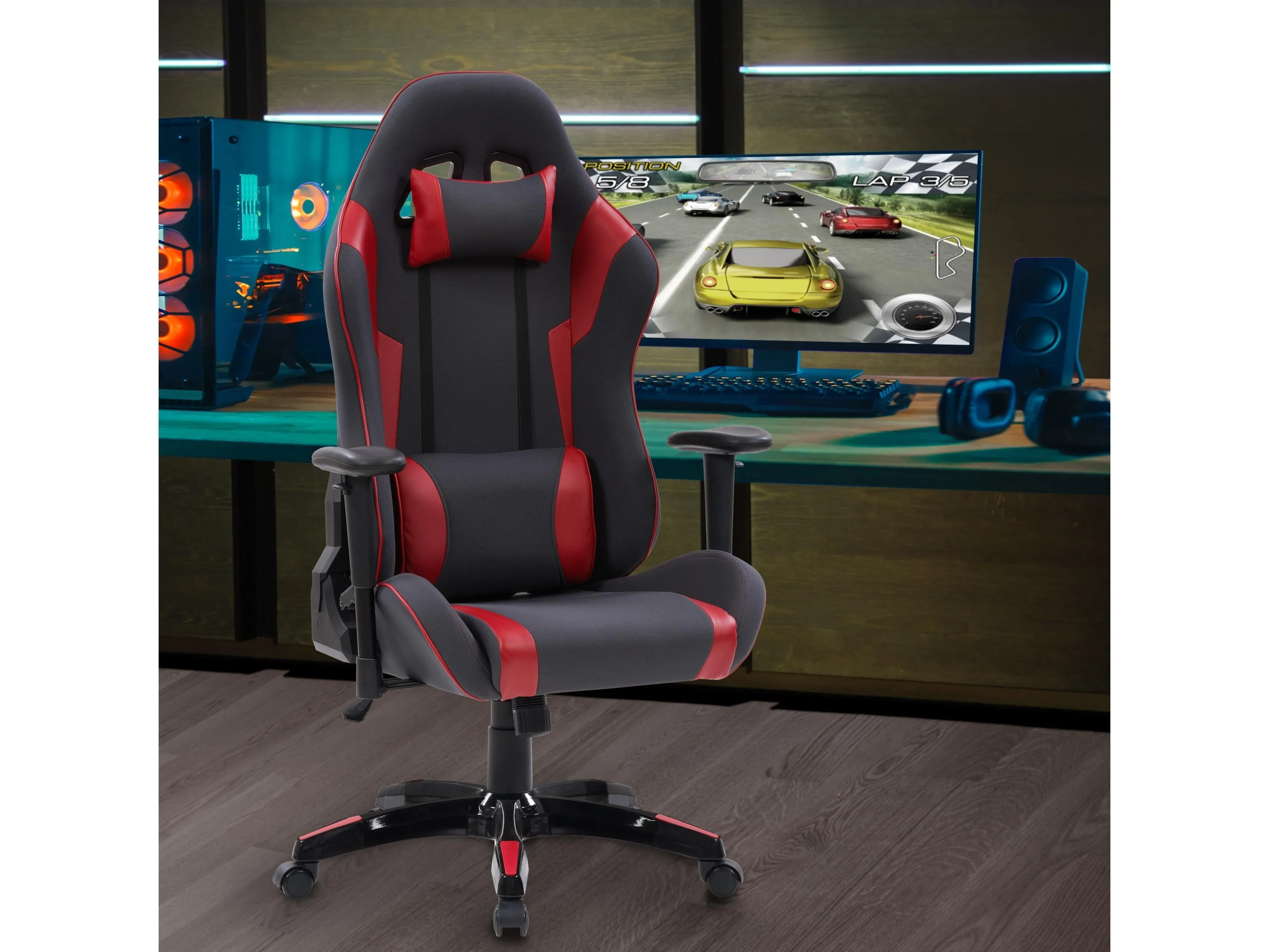 Grey and Red Gaming Office Chair