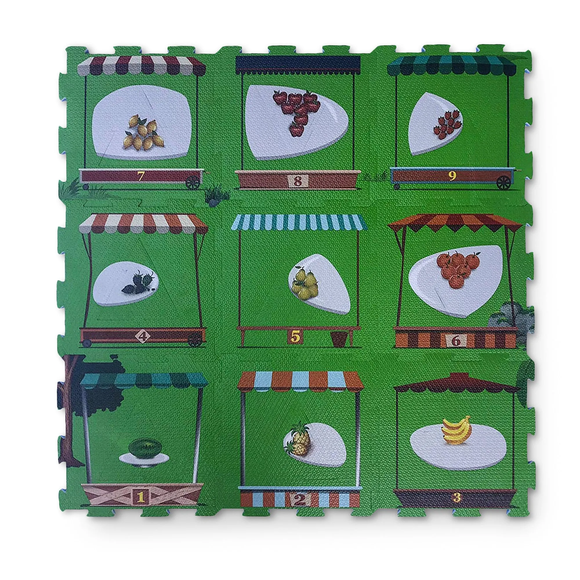 Red Suricata 2 in 1 Baby Play mat - Fruit Market Puzzle for toddlers & infants