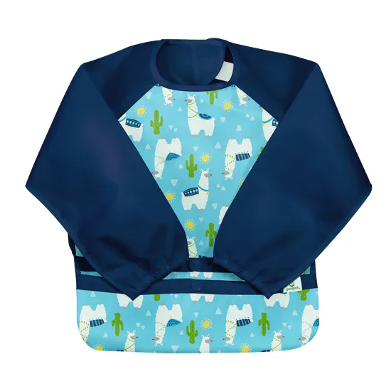 Snap   Go® Easy-wear Long Sleeve Bib Aqua Llamas