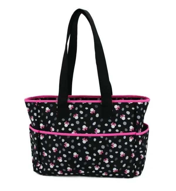 Stylish Disney Minnie Mouse Diaper Bag Set With Changing Pad & Bottle Holder