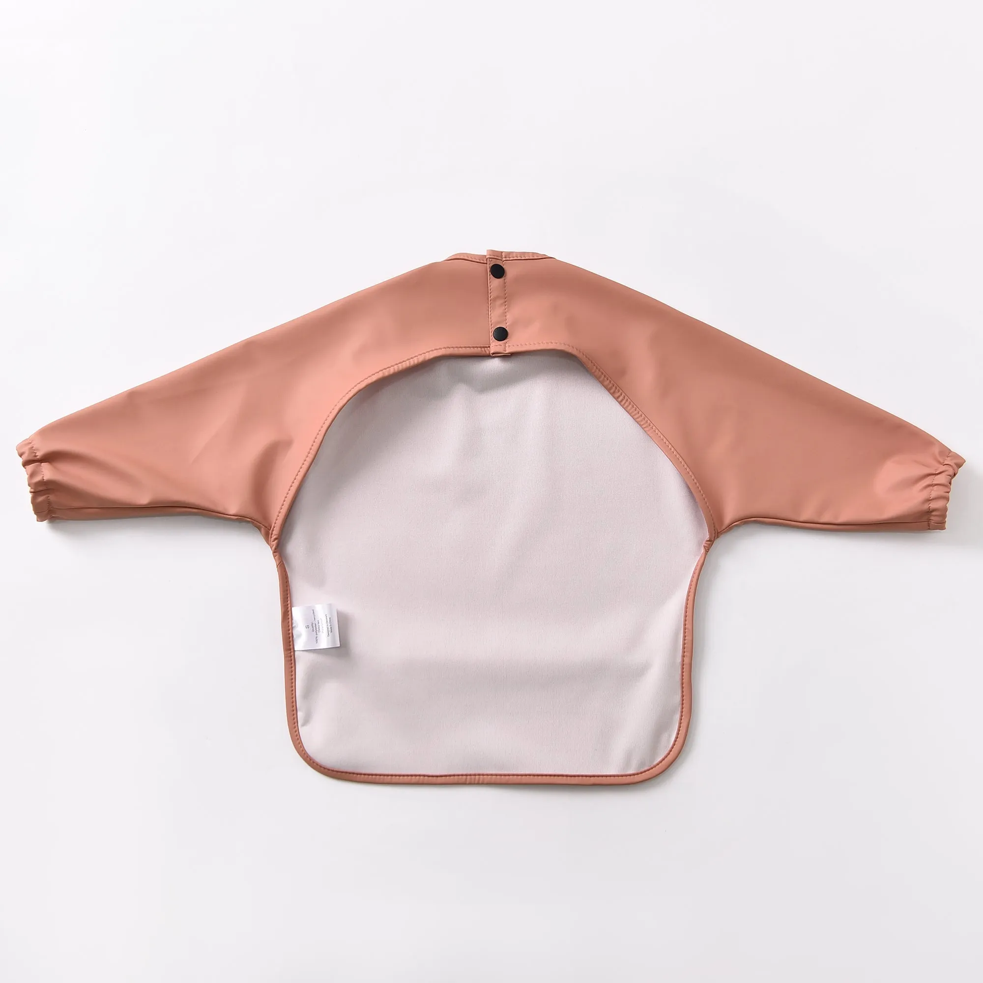 Waterproof Long Sleeve Baby Smock Bib in Barely Beige